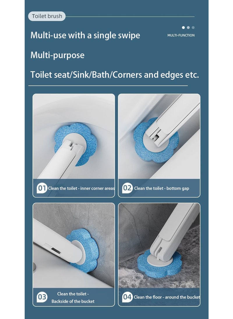 HOMESTAR Disposable Grey Toilet Brush And Holder Set With Extended Handle And 12 Replacement Brush Heads, Hangable Toilet Brush, Integrated Toilet Brush, Safe and Hygienic for More Peace of Mind, For Toilet Bathroom And Bathtub Cleaning - Blue (Ocean Fresh Scent) - Image 4